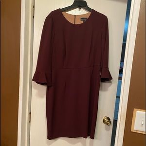 Ladies plum dress with bell sleeves
